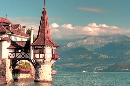 Oberhofen Castle and Thun Lake, Switzerland 