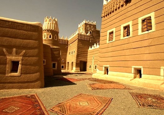 Mud-brick fortications of Najran Fortress in Saudi Arabia