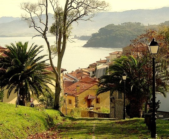 Beautiful village of Lastres in Asturias, Spain ).