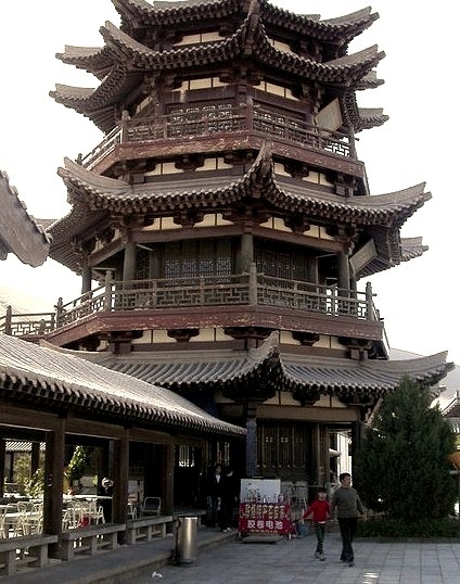 Pagoda at Yueyaquan Oasis, in the middle of Gobi Desert, China