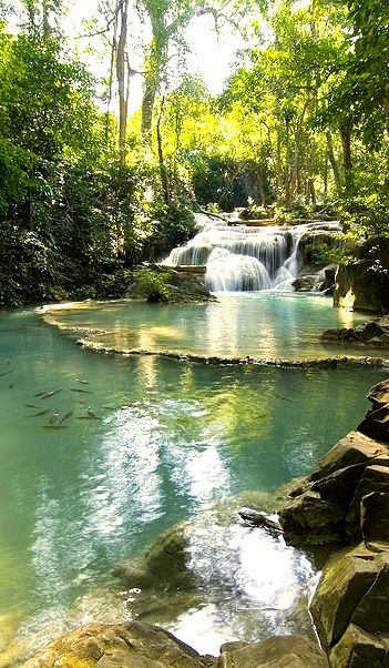 Erawan Waterfalls National Park in Kanchanaburi Province, Thailand