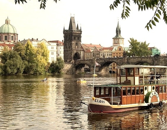 Boat Elbis on Vltava river, Prague, Czech Republic