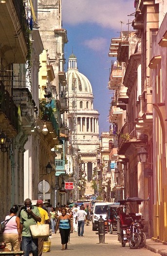Road to El Capitolio in Havana, Cuba