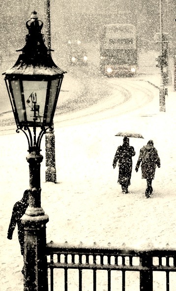 Snowstorm, Trafalgar Square, London
